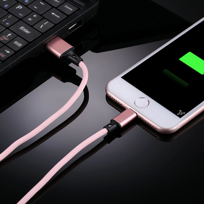 Cable de carga de sincronización de datos estilo tejido de nailon de 1 m, 2 A, USB a 8 pines