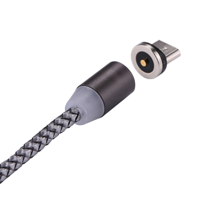 Cable de carga de sincronización de datos tejido de 1,05 m, 8 pines + Micro USB + USB-C / Type-C a USB con indicador LED