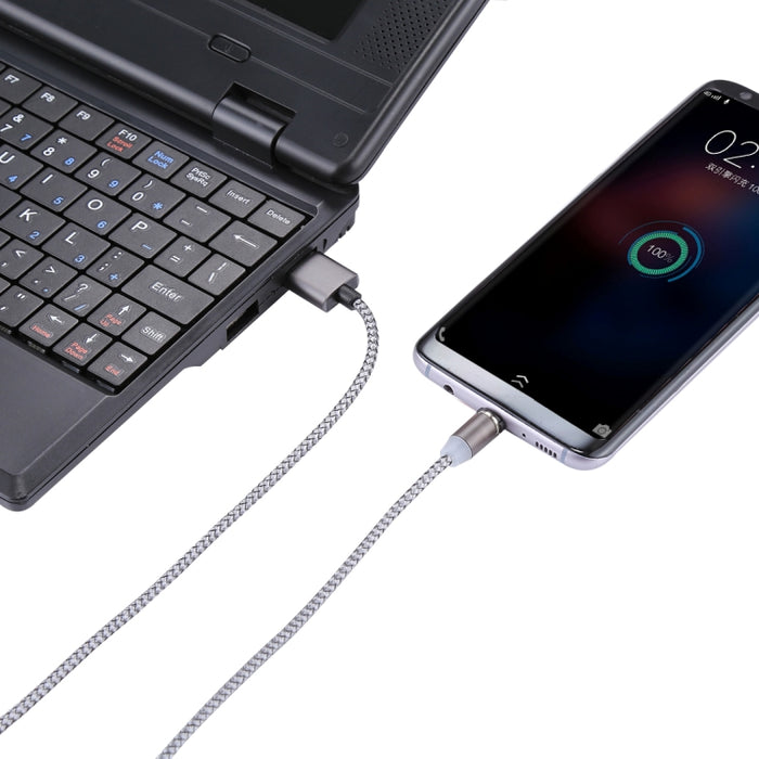 Cable de carga de sincronización de datos tejido de 1,05 m, 8 pines + Micro USB + USB-C / Type-C a USB con indicador LED
