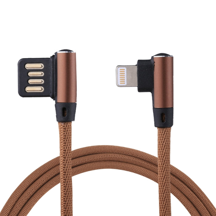 Cable de carga de sincronización de datos de estilo tejido de nailon con diseño de codo doble de 1m y 2,4A de salida USB a 8 pines