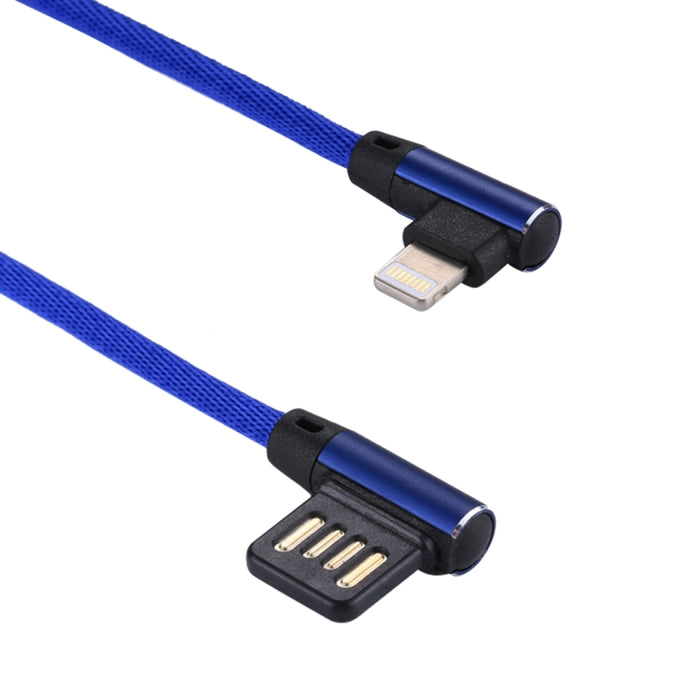 Cable de carga de sincronización de datos de estilo tejido de nailon con diseño de codo doble de 1m y 2,4A de salida USB a 8 pines