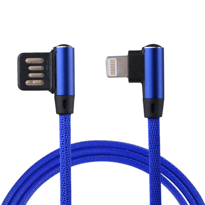 Cable de carga de sincronización de datos de estilo tejido de nailon con diseño de codo doble de 1m y 2,4A de salida USB a 8 pines