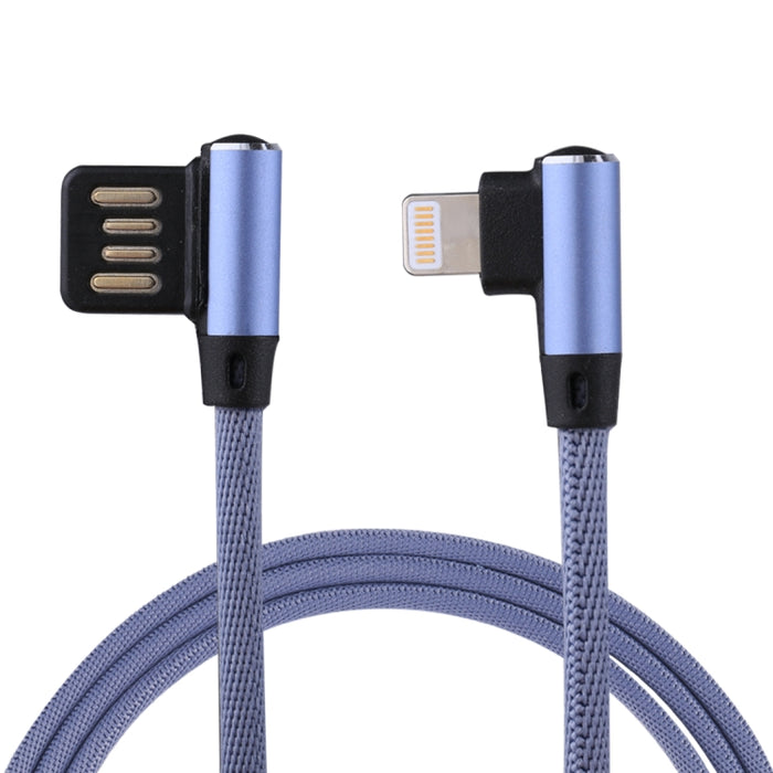 Cable de carga de sincronización de datos de estilo tejido de nailon con diseño de codo doble de 1m y 2,4A de salida USB a 8 pines