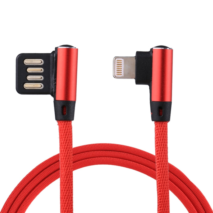 Cable de carga de sincronización de datos de estilo tejido de nailon con diseño de codo doble de 1m y 2,4A de salida USB a 8 pines