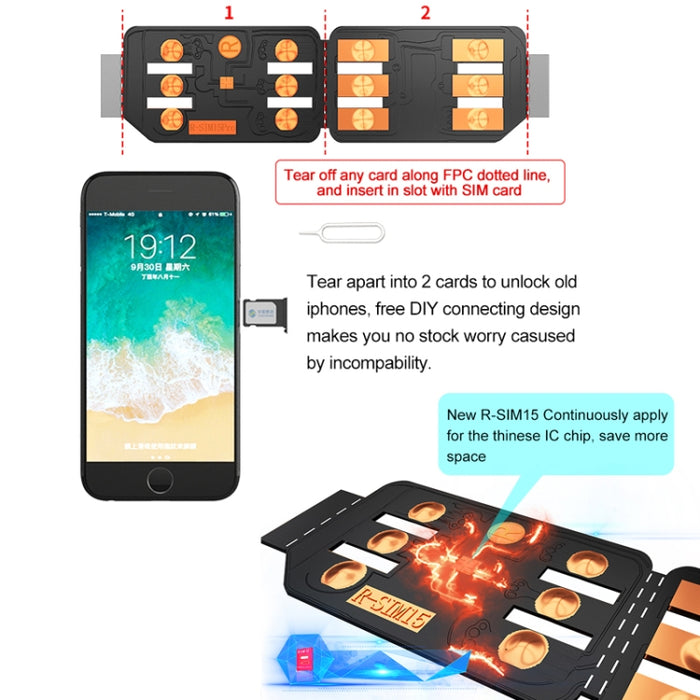 R-SIM 15 Dual CPU Aegis Cloud Versión mejorada Sistema iOS 13 Tarjeta de desbloqueo universal para iPhone 11 Pro Max, iPhone 11 Pro, iPhone 11, iPhone X, iPhone XS, iPhone 8 y 8 Plus