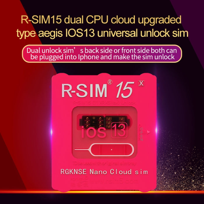 R-SIM 15 Dual CPU Aegis Cloud Versión mejorada Sistema iOS 13 Tarjeta de desbloqueo universal para iPhone 11 Pro Max, iPhone 11 Pro, iPhone 11, iPhone X, iPhone XS, iPhone 8 y 8 Plus
