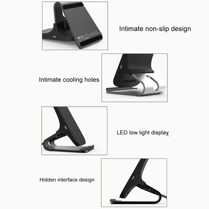HAMTOD M5 15W Diseño inteligente de doble bobina Qi Soporte estándar Cargador inalámbrico con luz indicadora, compatible con carga rápida