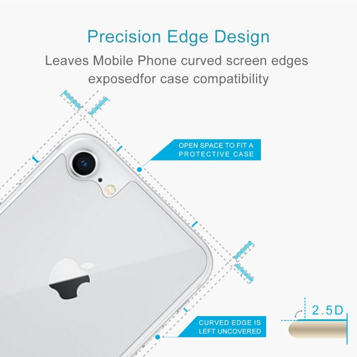 Para iPhone 8 y 7 0,3 mm 9H Dureza de la superficie 2.5D Borde curvo Protector de pantalla trasera de vidrio templado premium a prueba de explosiones