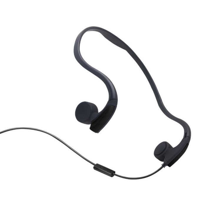 Auriculares deportivos al aire libre de conducción ósea controlados por cable para colgar en la parte trasera