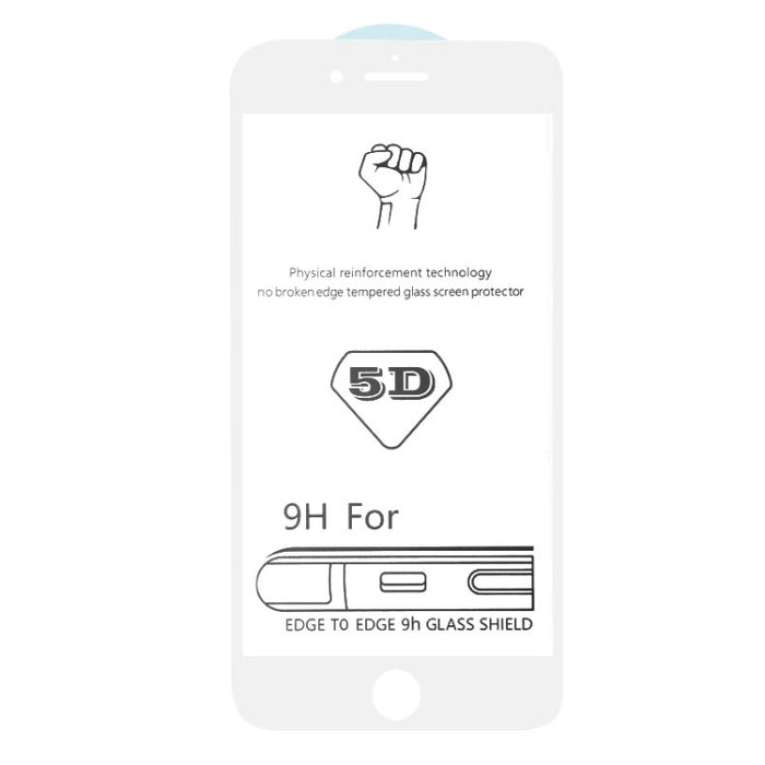 25 PCS 9H 5D Película de vidrio templado de pantalla completa con pegamento completo blanco para iPhone 8/7