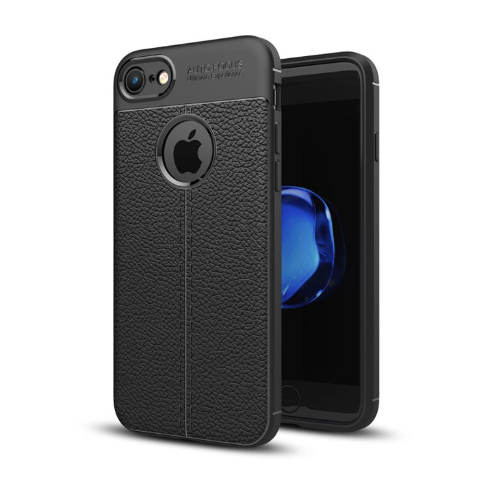 Para iPhone 8 y 7 Funda protectora trasera de TPU con textura Litchi