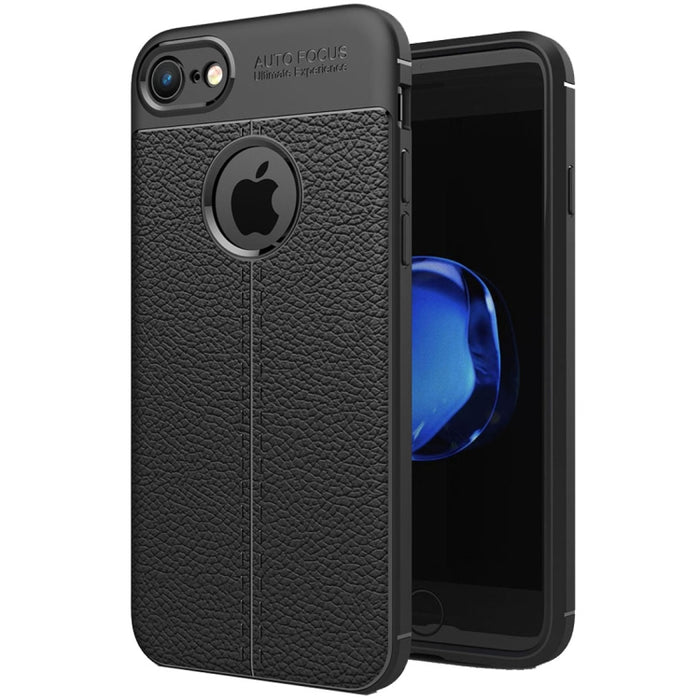 Para iPhone 8 y 7 Funda protectora trasera de TPU con textura Litchi