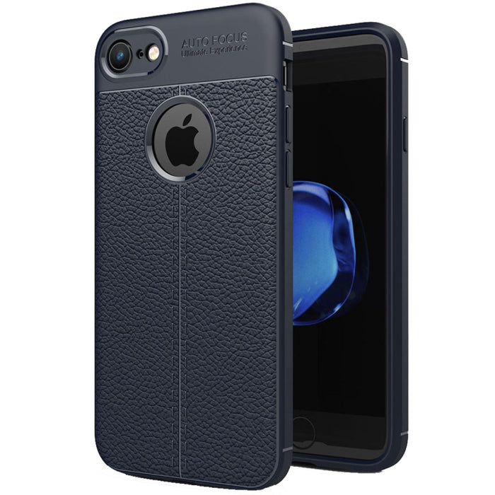 Para iPhone 8 y 7 Funda protectora trasera de TPU con textura Litchi