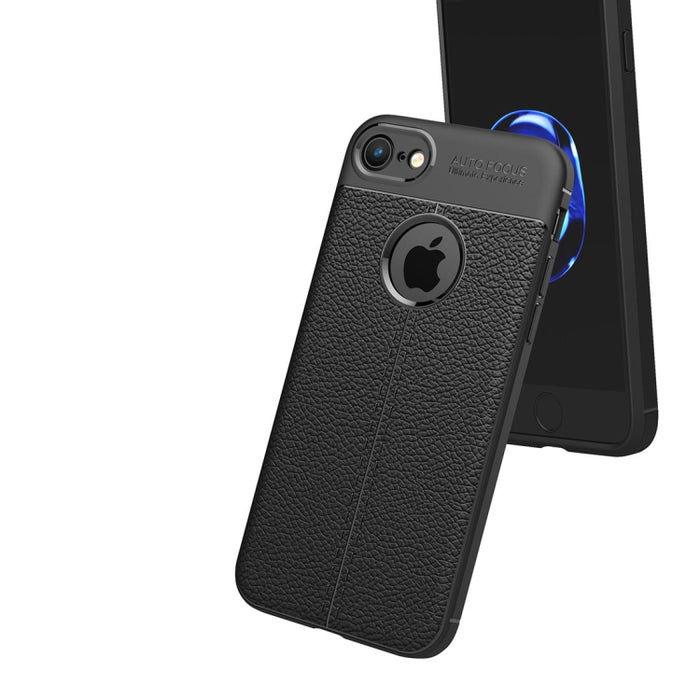 Para iPhone 8 y 7 Funda protectora trasera de TPU con textura Litchi