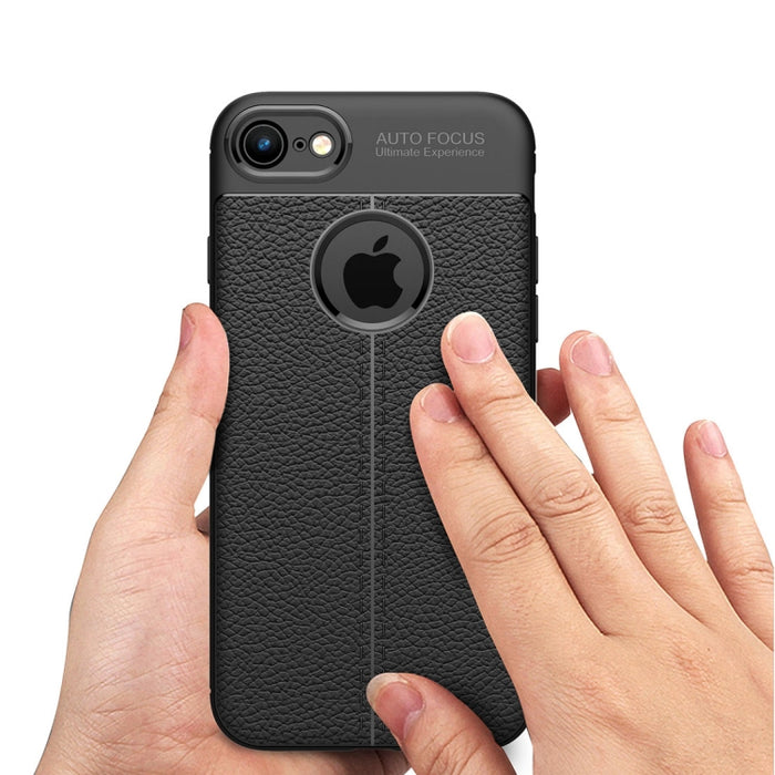 Para iPhone 8 y 7 Funda protectora trasera de TPU con textura Litchi