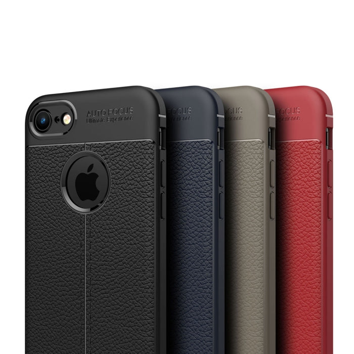 Para iPhone 8 y 7 Funda protectora trasera de TPU con textura Litchi
