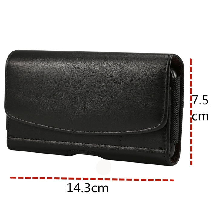 Banda elástica de piel de cordero para hombre, funda de cuero con cintura colgante Universal para teléfono móvil de 4,8 pulgadas con ranura para tarjeta