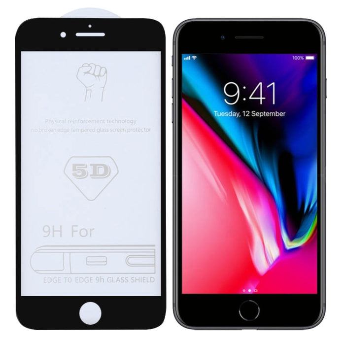 Película de vidrio templado de pantalla completa con pegamento completo 9H 5D para iPhone 8/7