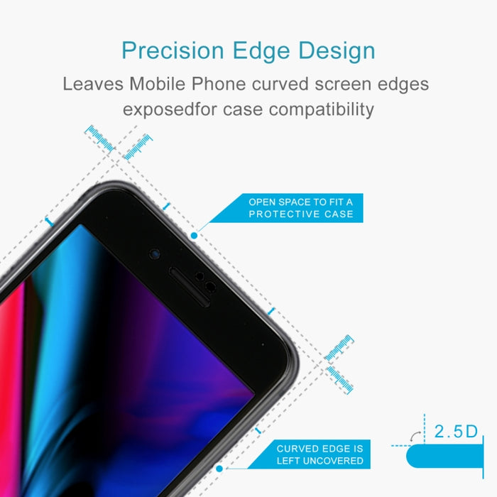Para iPhone 8/7 Protector de pantalla de vidrio templado de pantalla completa curvada con dureza superficial 9H de 0,3 mm