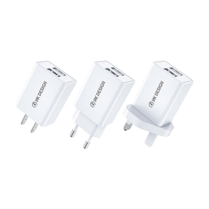 WK WP-U119 Adaptador de corriente para cargador de viaje con dos puertos USB de 10 W, enchufe de EE. UU.
