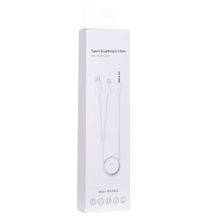 MH-CM32 Cable de audio para teléfono móvil de 8 pines y tipo C a conector de 3,5 mm