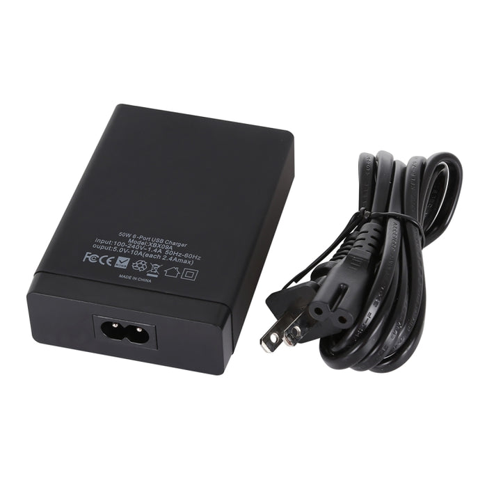 XBX09A 50W 5V 2.4A 6 puertos USB Cargador rápido Cargador de viaje