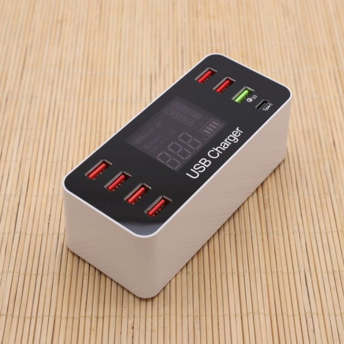 A9 + multifunción AC 100V ~ 240V 8 puertos USB pantalla Digital LCD estación de carga desmontable cargador inteligente, soporte QC3.0