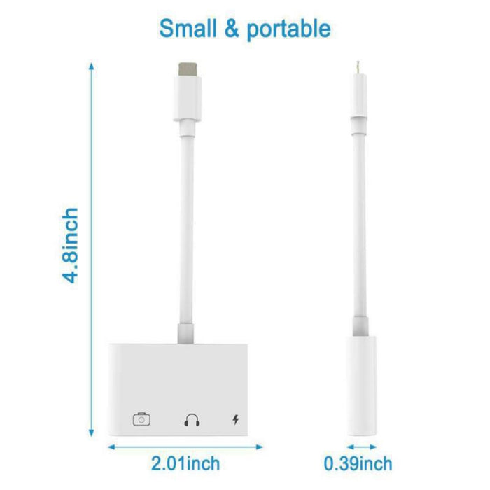 Adaptador multifunción 3 en 1 de 8 pines + 3,5 mm + USB 3.0 OTG a 8 pines macho, carga rápida, música, audio y lectura de tarjetas