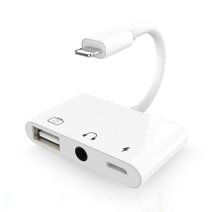 Adaptador multifunción 3 en 1 de 8 pines + 3,5 mm + USB 3.0 OTG a 8 pines macho, carga rápida, música, audio y lectura de tarjetas