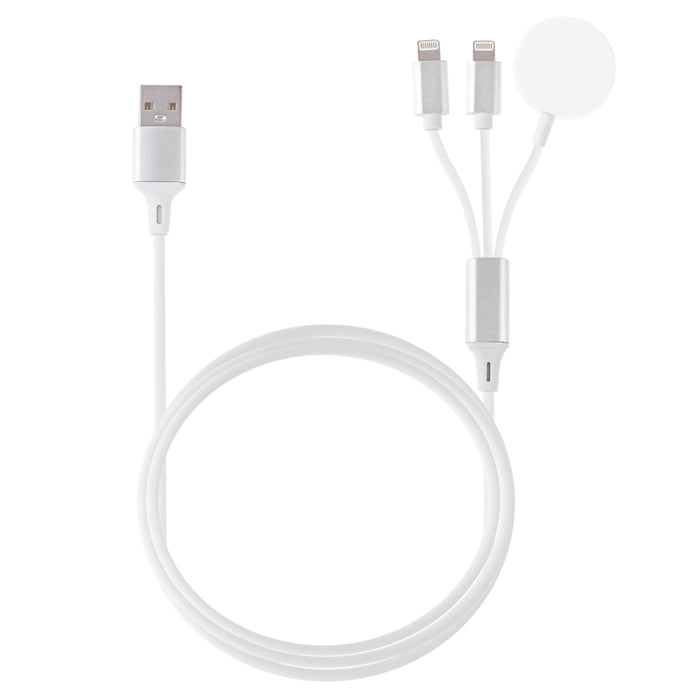Cable de carga magnético multifunción 3 en 1 de 8 pines para iPhone / Apple Watch, longitud: 1 m