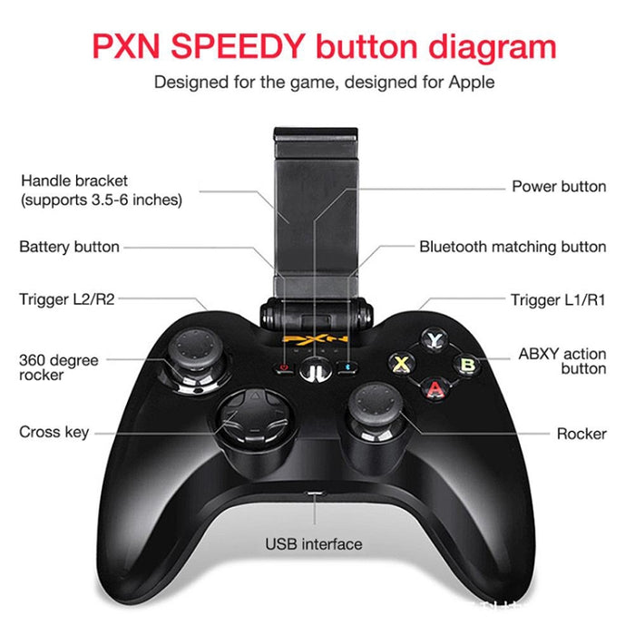 PXN PXN-6603 MFI Controlador inalámbrico de mango de juego Bluetooth para teléfono móvil, compatible con sistema iOS