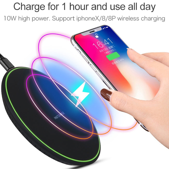 Cargador inalámbrico de carga rápida ultrafino de 10 W KD-1 para teléfonos Android y iPhone