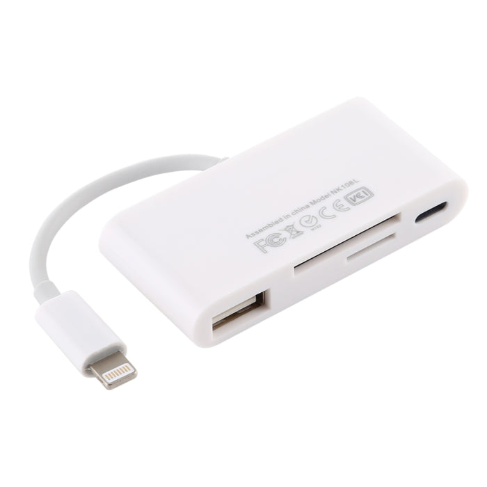 NK-108L Adaptador de lector de cámara de 8 pines a USB + tarjeta TF + tarjeta SD, compatible con sistemas IOS 9.1 y superiores