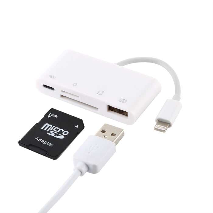 NK-108L Adaptador de lector de cámara de 8 pines a USB + tarjeta TF + tarjeta SD, compatible con sistemas IOS 9.1 y superiores