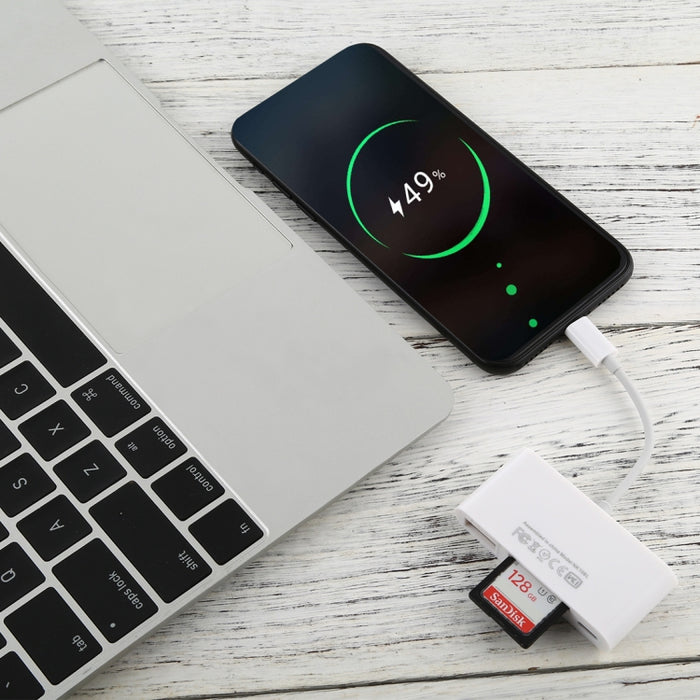 NK-108L Adaptador de lector de cámara de 8 pines a USB + tarjeta TF + tarjeta SD, compatible con sistemas IOS 9.1 y superiores