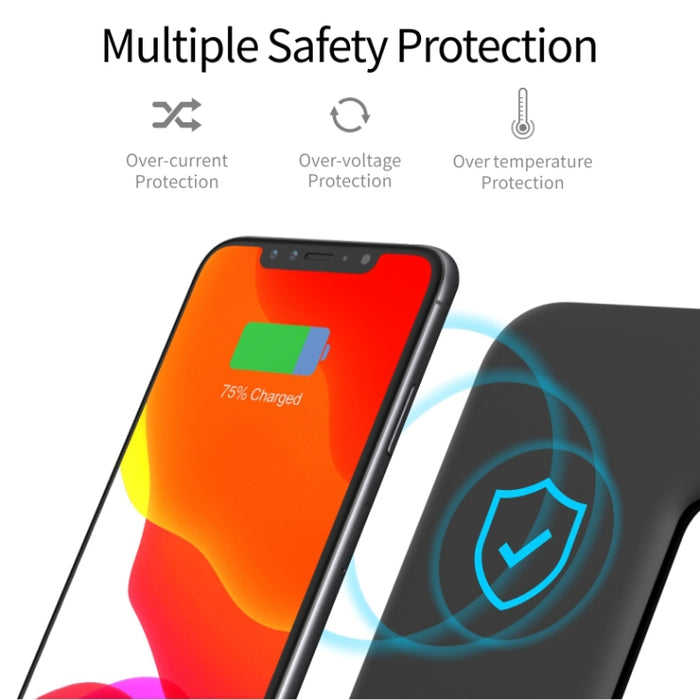 Cargador inalámbrico magnético vertical Z5A QI para teléfonos móviles, relojes Apple y AirPods / Samsung Galaxy Buds / Huawei Free Buds, con anillo de luz táctil