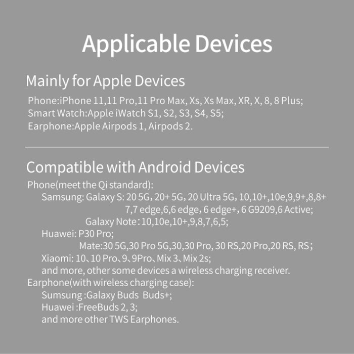 Cargador inalámbrico magnético vertical Z5A QI para teléfonos móviles, relojes Apple y AirPods / Samsung Galaxy Buds / Huawei Free Buds, con anillo de luz táctil