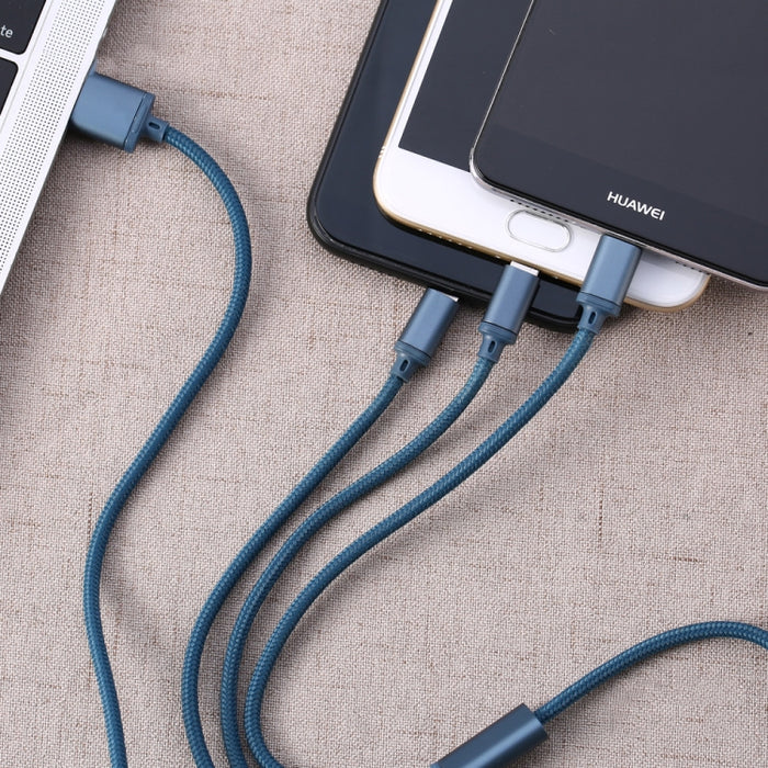 REMAX RC-131TH 1m 2.8A 3 en 1 USB a 8 pines y cable de carga USB-C / Type-C y Micro USB