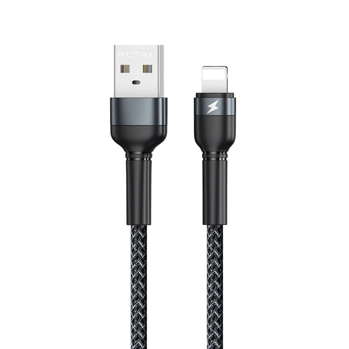 REMAX RC-124i 1m 2.4A USB a cable de datos de carga rápida trenzado de aleación de aluminio de 8 pines para iPhone, iPad