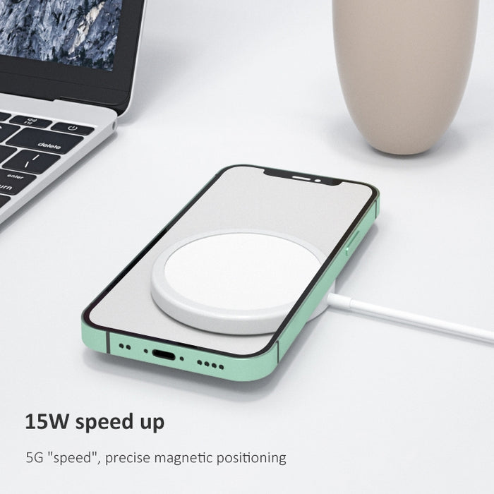Cargador inalámbrico magnético Magsafe redondo estilo aleación de aluminio OJD-63 15W