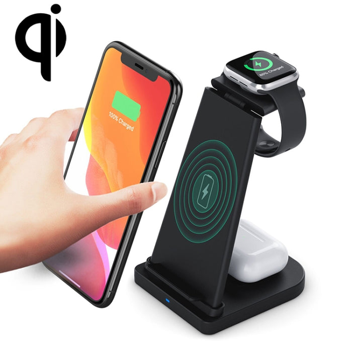 HQ-UD21 Reloj plegable 3 en 1 para teléfono móvil, soporte de carga multifunción, cargador inalámbrico para iPhone, Apple Watch y Airpods