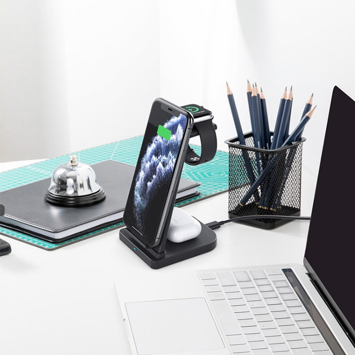 HQ-UD21 Reloj plegable 3 en 1 para teléfono móvil, soporte de carga multifunción, cargador inalámbrico para iPhone, Apple Watch y Airpods