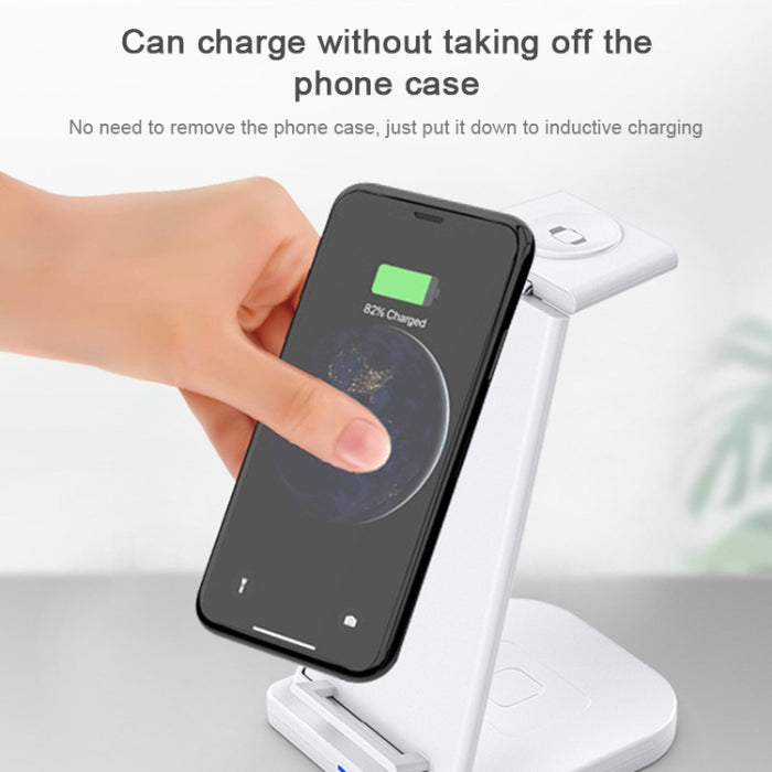 HQ-UD21 Reloj plegable 3 en 1 para teléfono móvil, soporte de carga multifunción, cargador inalámbrico para iPhone, Apple Watch y Airpods