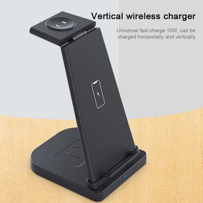 HQ-UD21 Reloj plegable 3 en 1 para teléfono móvil, soporte de carga multifunción, cargador inalámbrico para iPhone, Apple Watch y Airpods