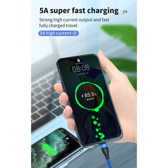 Cable de datos de carga rápida de 40W 5A USB a Micro USB + USB-C / Type-C + 8 pines, Longitud del cable: 1,2 m