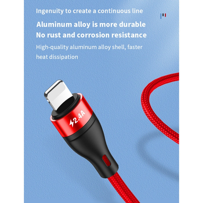 Cable de datos de carga rápida de 40W 5A USB a Micro USB + USB-C / Type-C + 8 pines, Longitud del cable: 1,2 m