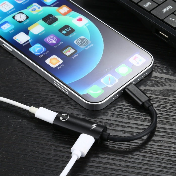 Adaptador de auriculares 2 en 1 de 8 pines macho a doble hembra de 8 pines para cargar y escuchar música, Compatible con todos los sistemas IOS