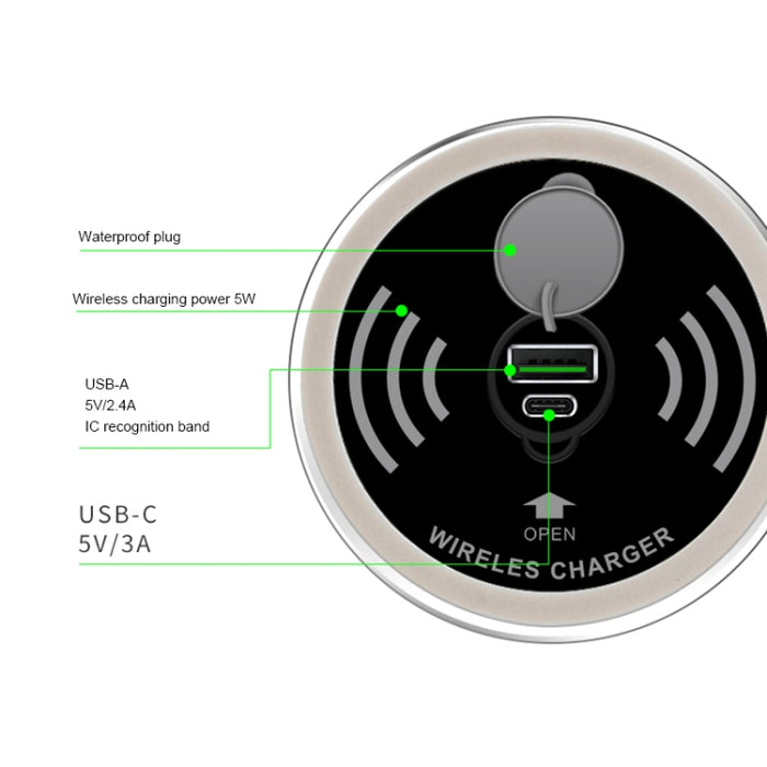 Cargador inalámbrico de escritorio integrado KP-ZMC con cable de interfaz PD+USB Longitud: 1,2 m
