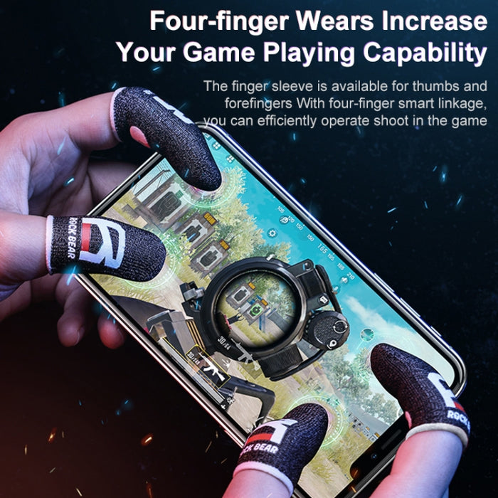 ROCK i27 Cubierta de dedo para juegos táctil sensible antisudor de fibra de plata súper conductora para pulgar/dedo índice