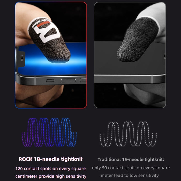 ROCK i27 Cubierta de dedo para juegos táctil sensible antisudor de fibra de plata súper conductora para pulgar/dedo índice